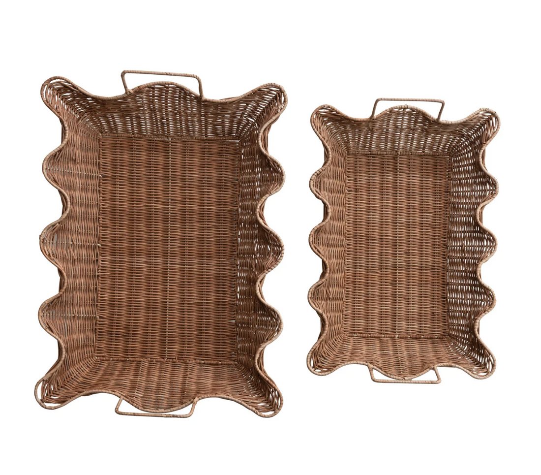 Rattan Scalloped Tray