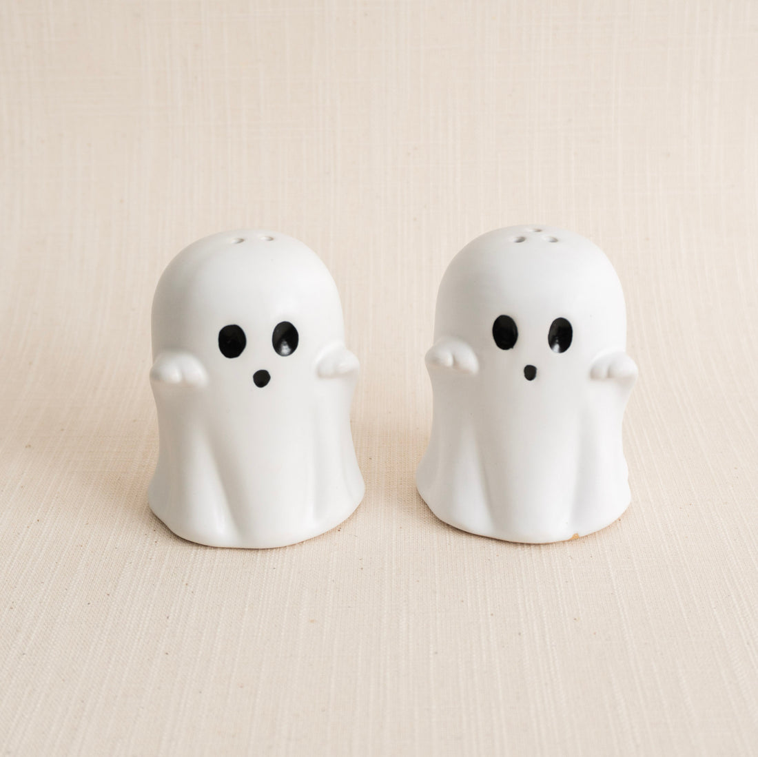 Stoneware Ghost Salt &amp; Pepper Shakers Set