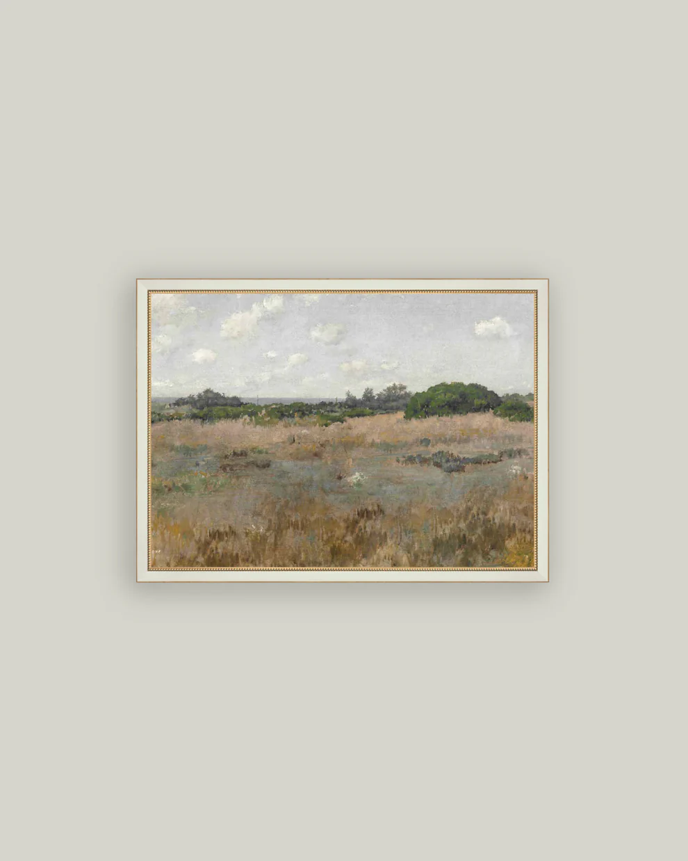 Meadow by the Shoreline Framed Antique Art 15x11
