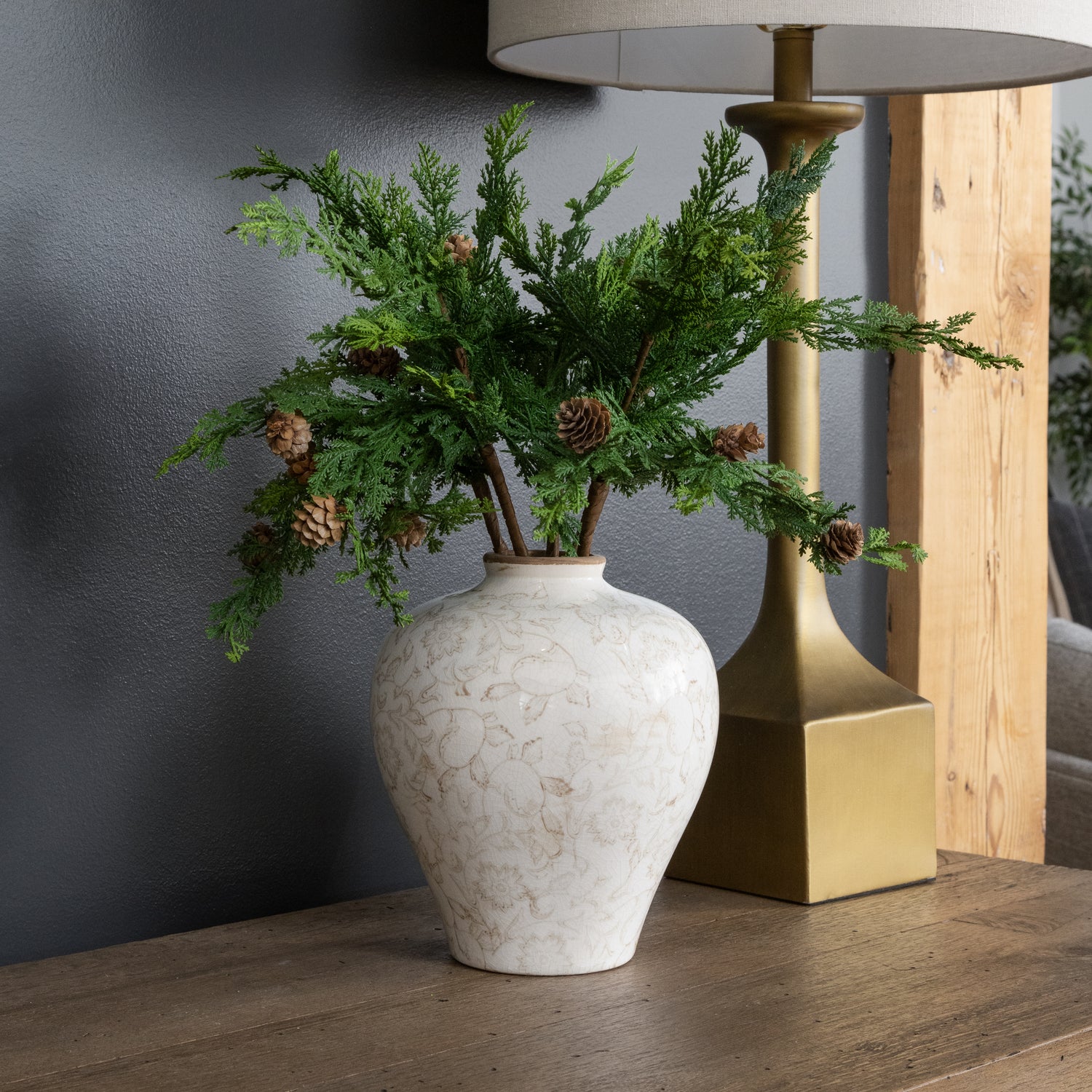 24&quot; Cypress &amp; Pine Cone Spray