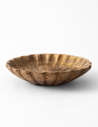 Scalloped Mango Wood Bowl