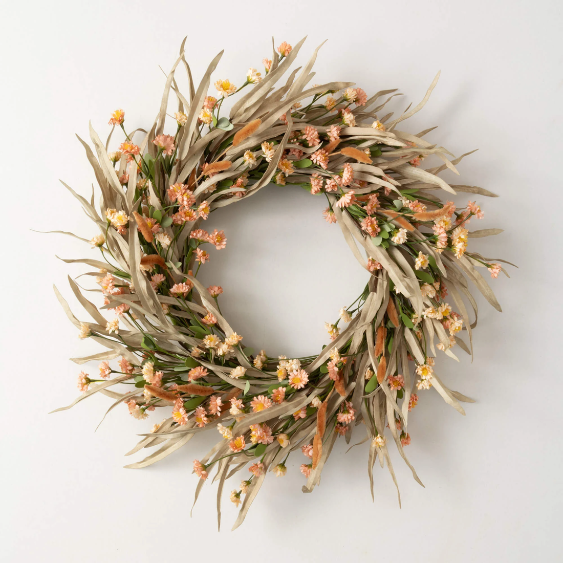 Grass &amp; Bunny Tail Wreath - 24&quot;