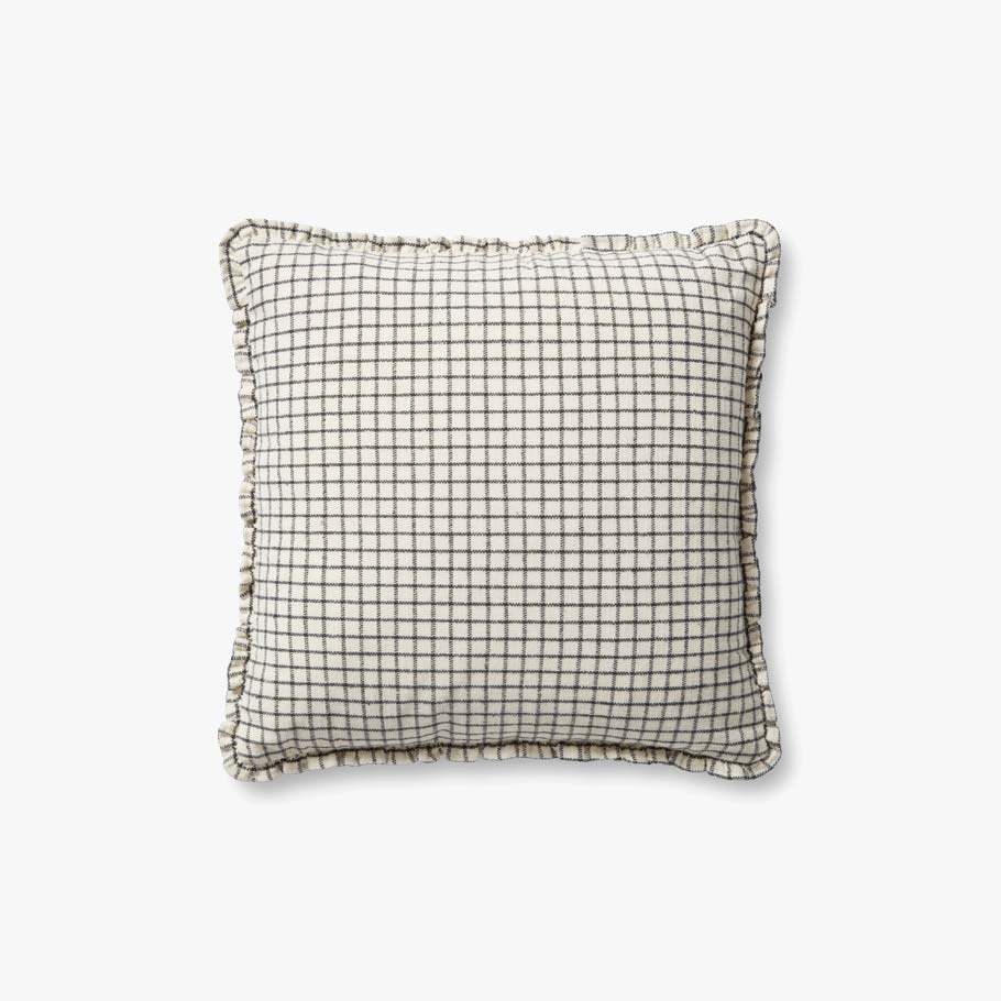 Ruffled Edge Black Grid Pillow