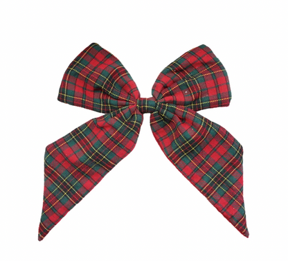 Plaid Fabric Bow with Clip
