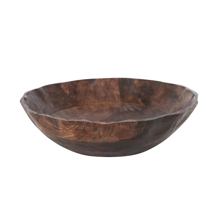 Mango Wood Scalloped Bowl