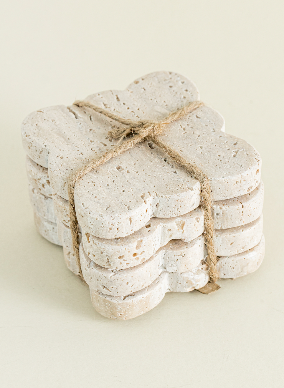 Travertine Coasters w/Scalloped Set of 4